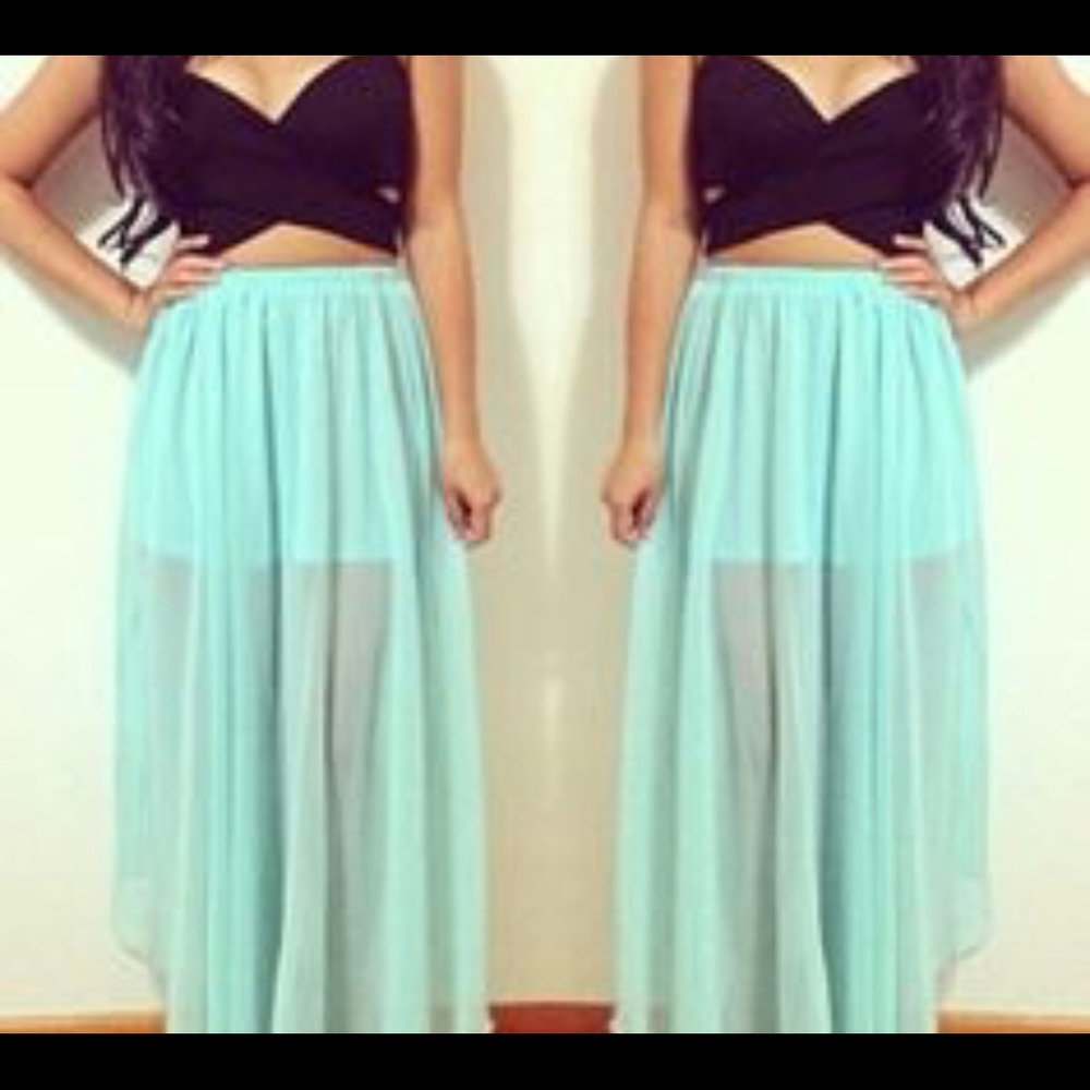 Double-slit, sheer maxi Skirt - Express